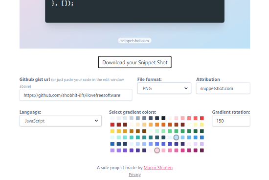 code snippet screenshot generator free