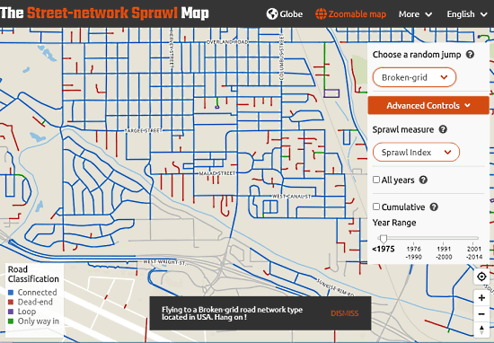 check street connectivity with sprawl map