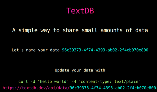 textdb Text Based Data Sharing Service for Prototype Apps