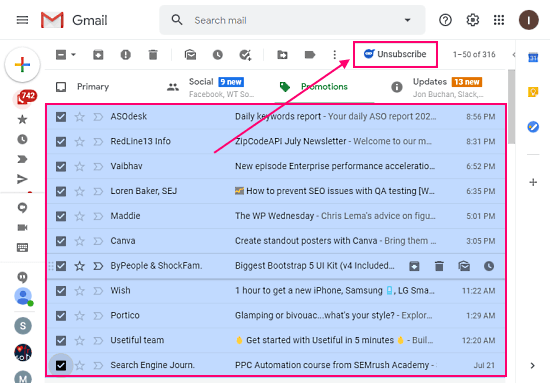unsubscribe newsletter in bulk