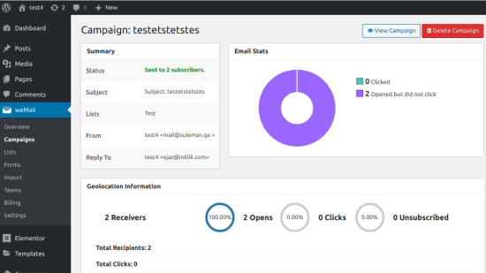 weMail Dashboard