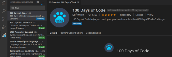 100 Days of Code in VS Code Marketplace