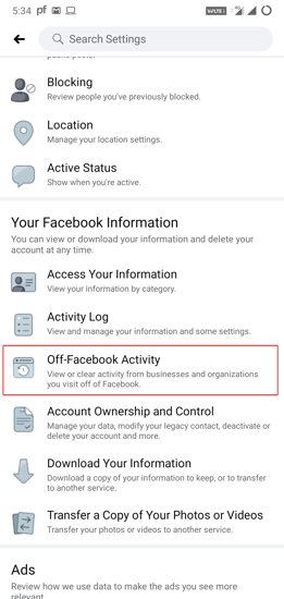 Off-Facebook Activity