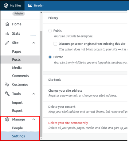 WordPress p2 settings