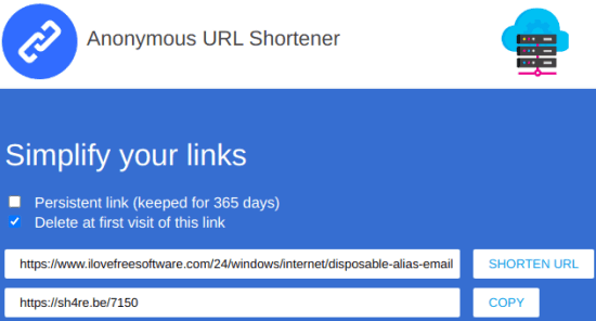 anonymous url shortener in action