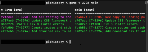 compare git branches