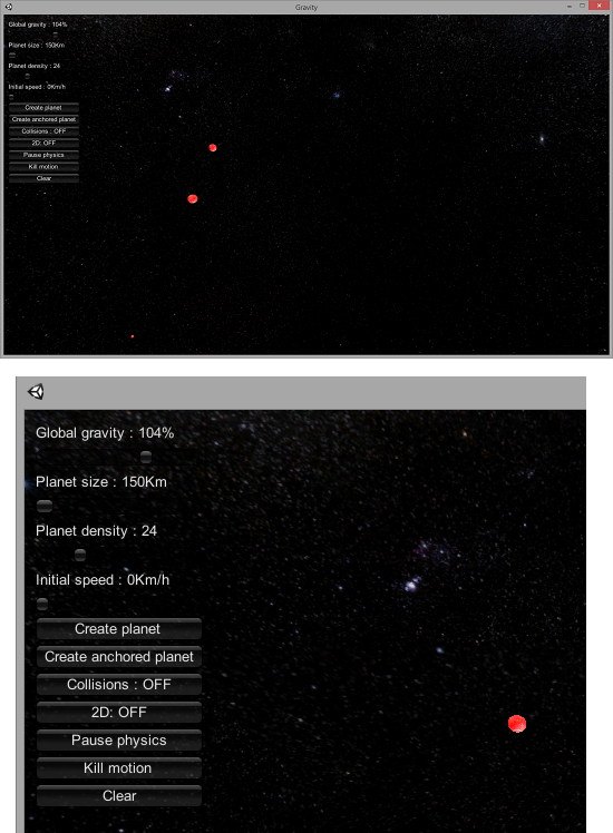 gravity simulator parameters