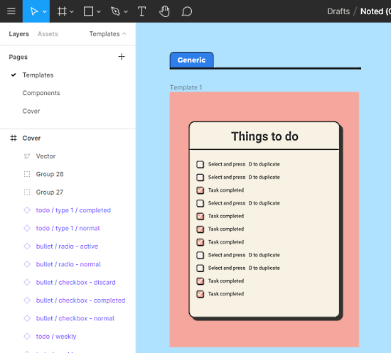 note taking templates for Figma