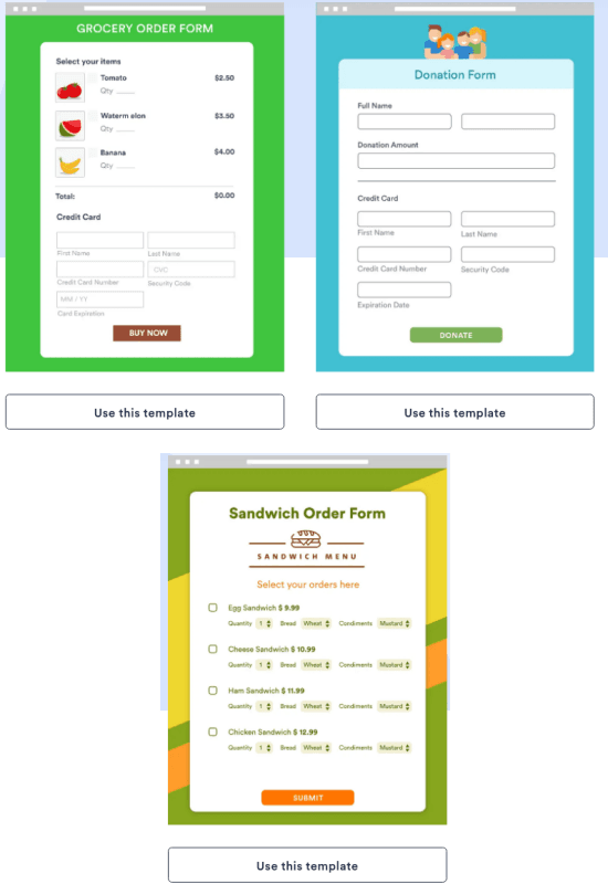 payment form templates