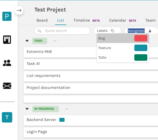 portabella project list view