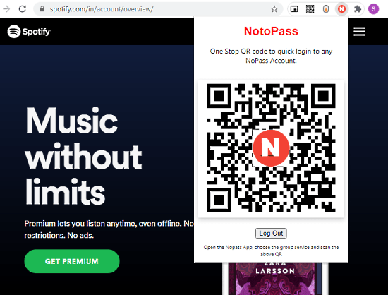 install notopass extension to login