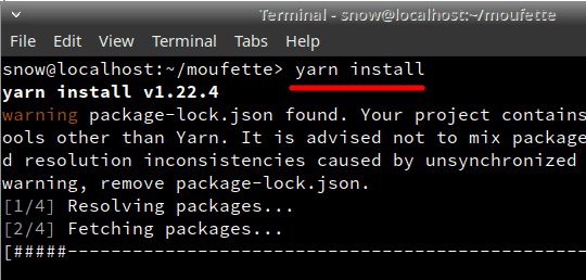 yarn install moufette