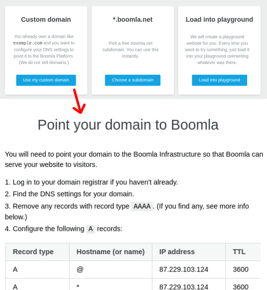 Boomla Choose Domain