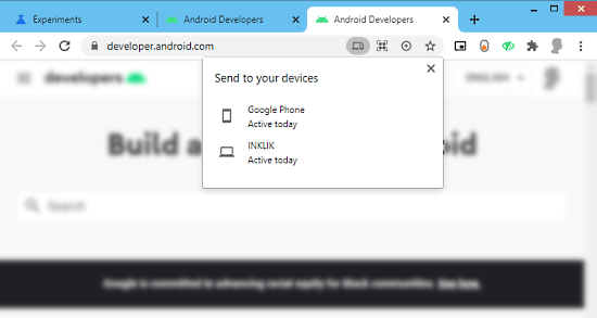 send webpage pc to android with chrome