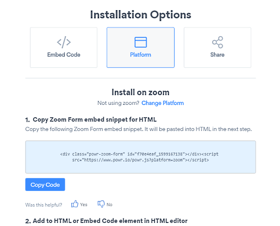 share zoom form to collect payments