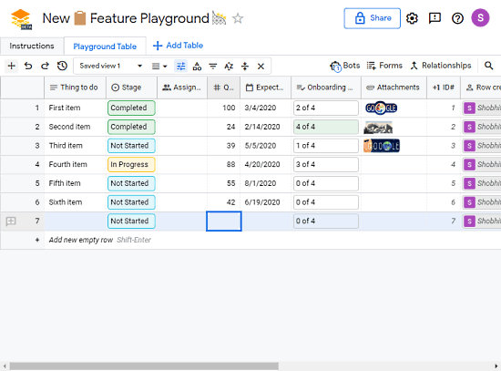 Create tables to manage work