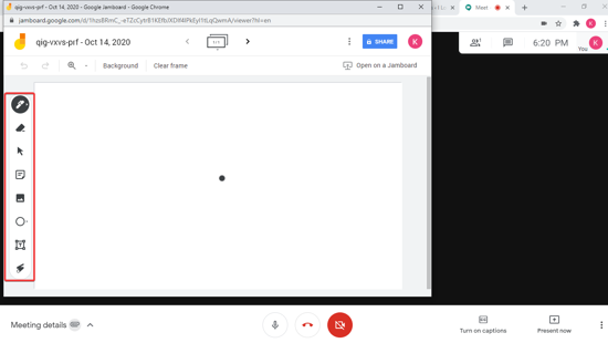 Whiteboard in Google Meet