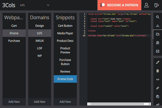 manager your snippets in 3-column view