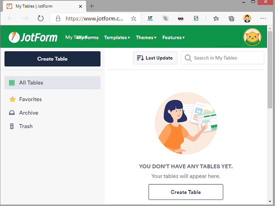 Create table Jotform