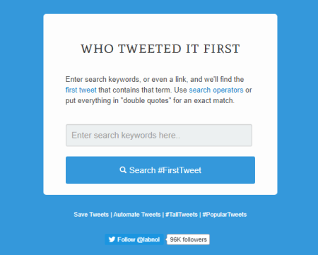 first tweets of a keyword on twitter