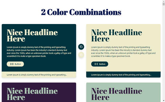 collection of 2 color combinations