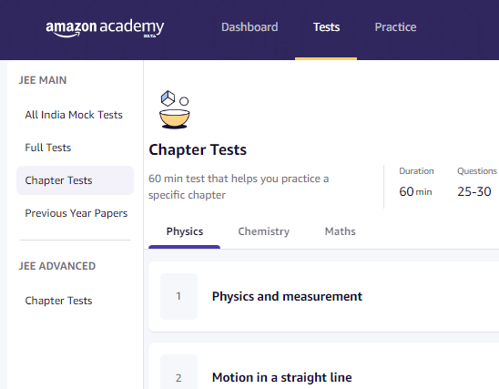 Amazon Academy Tests