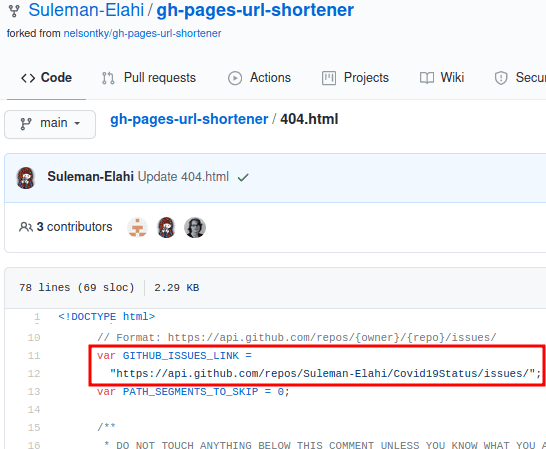 Specify GitHub Issues link