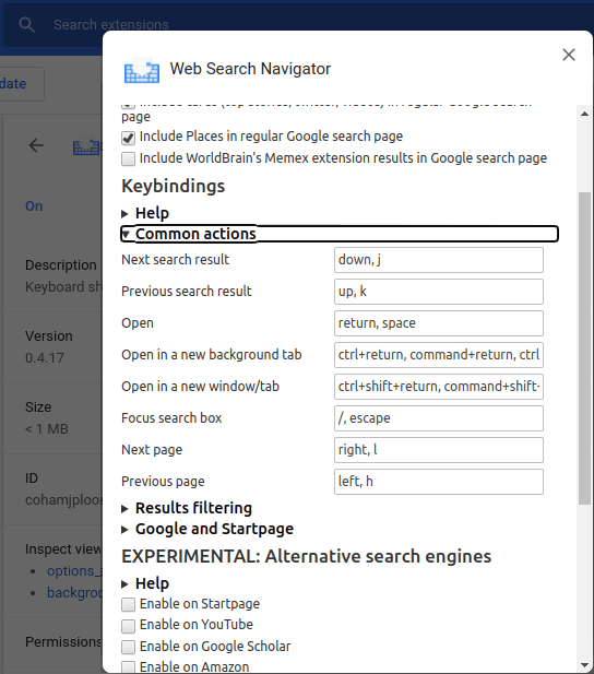 Web Search Customize Shortcuts