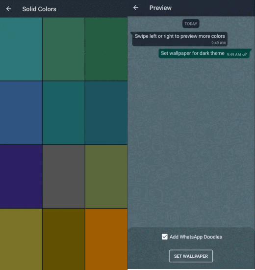 set solid color as chat wallpaper with whatsapp doodles