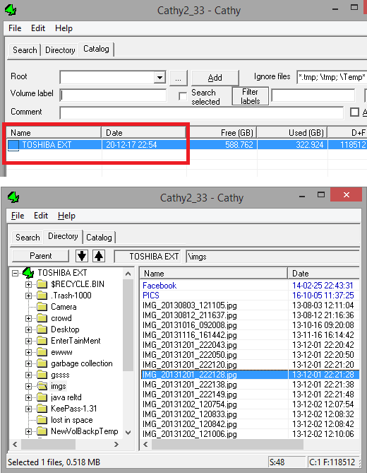 Cathy file indexing completes