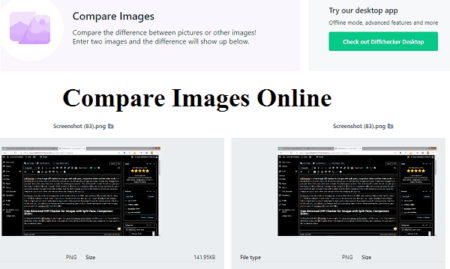 Free Advanced Diff Checker for Images with Split Pane, Comparison Slider