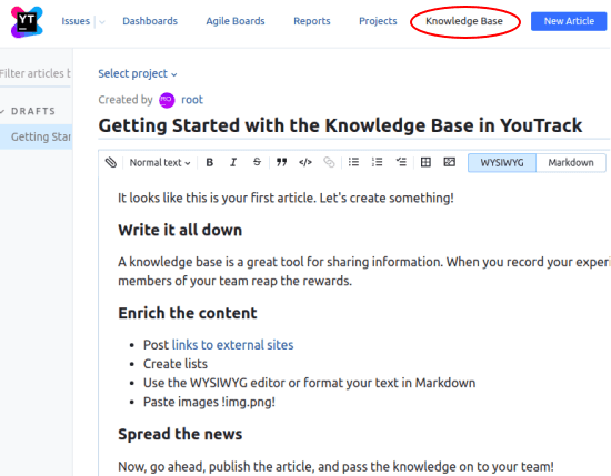 YouTrack Knowledge Base