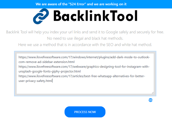 BacklinkTool submit links