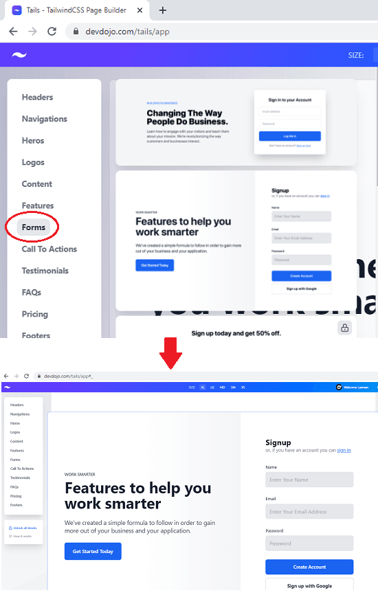 TailwindCSS Website Blocks