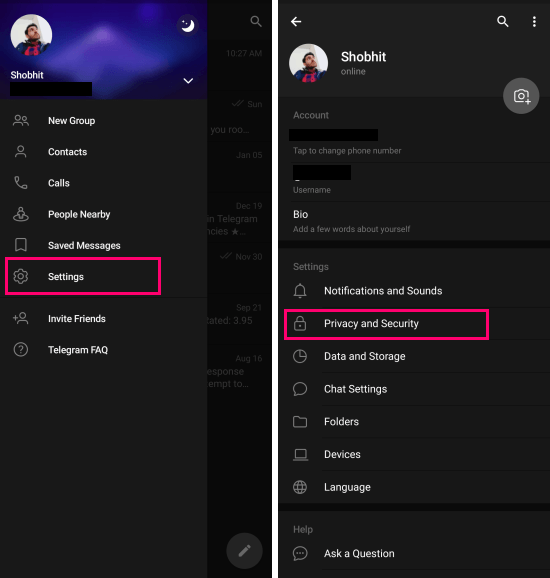 telegram privacy settings