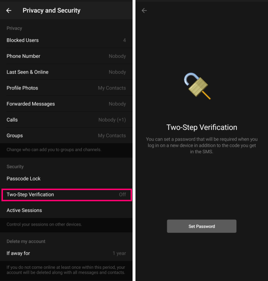 telegram two-step verification