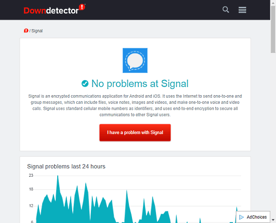 Check Signal Status via Downtime Detector 