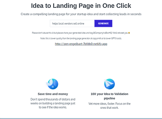 turn startup idea into landing pages