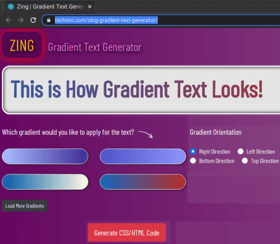 zing text gradient generator