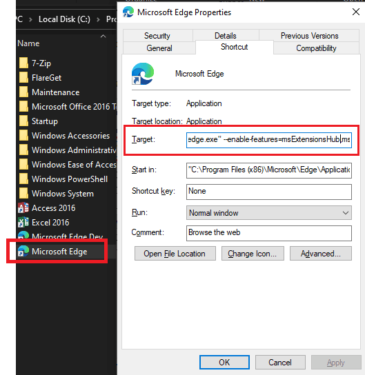 Add CLI Argument in Edge EXE