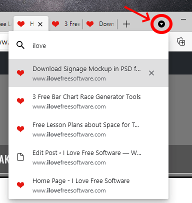 Microsoft Edge Tab Search in Action