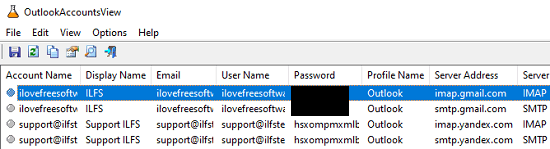 OutlookAccountsView list all profiles