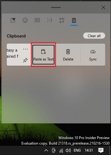 Windows Clipboard Paste as Text