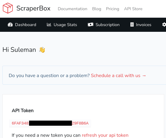 ScraperBox dashboard
