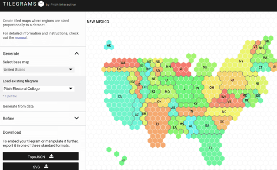 Tilegrams generated tiled map USA