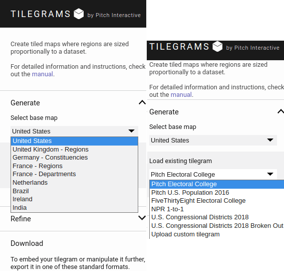 Tilegrams input for dataset and country