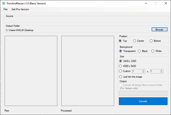 TrimAndResize main UI