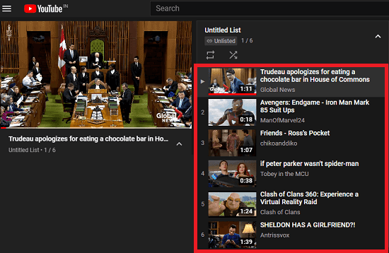 YouTube Playlist created without Google Account in action