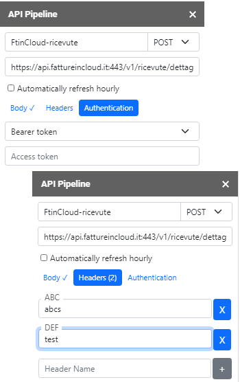 API Pipeline parameters