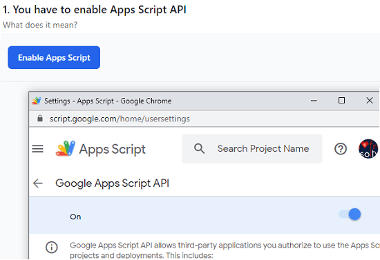 Apps Script API Enable Google